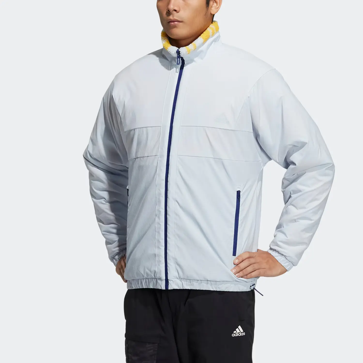 Adidas Куртка мужская светло-голубая белая белая, Light Blue/White/White — фото 4