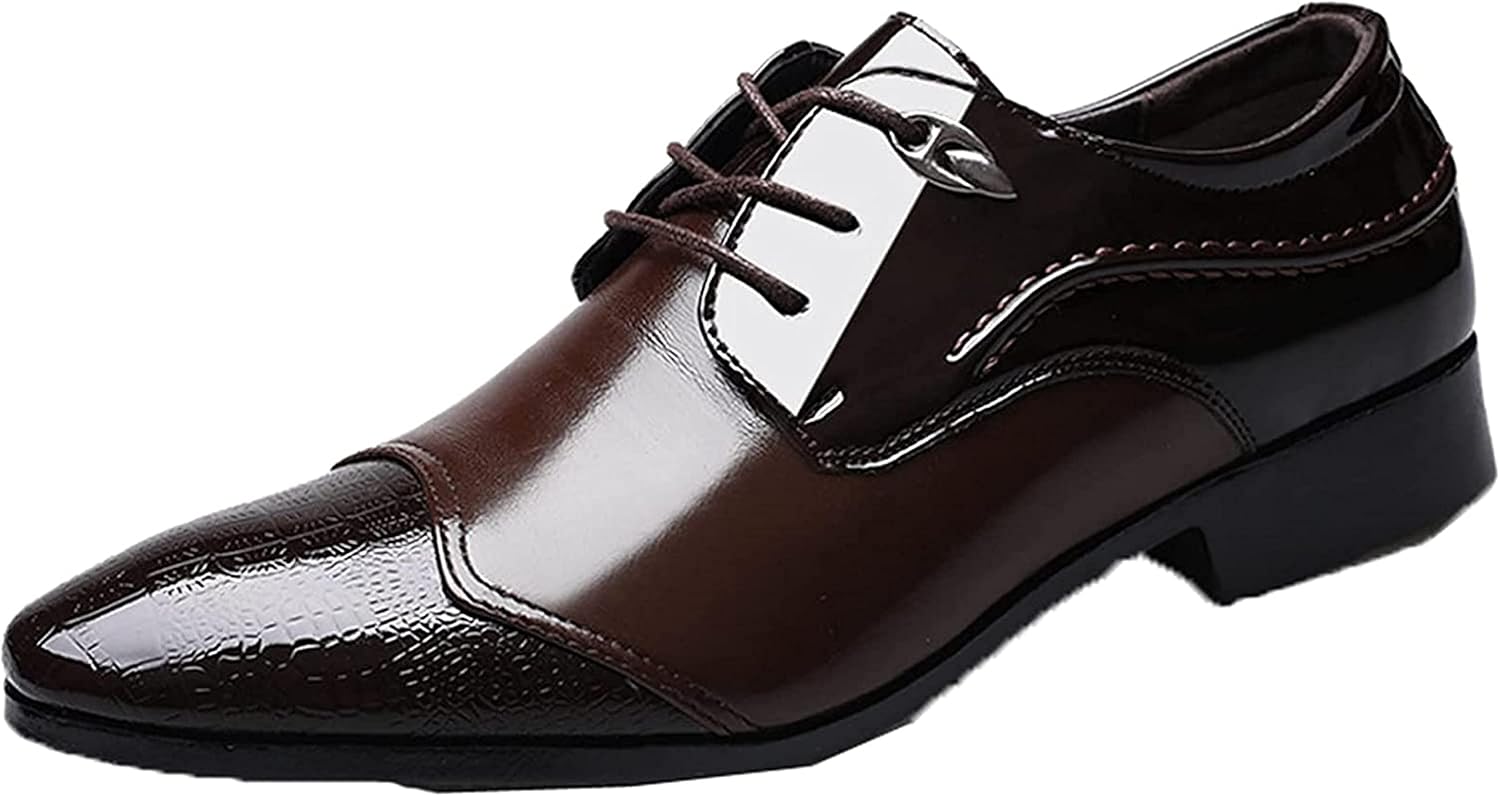 

Мужские деловые туфли Yiozoi, легкие, с шнуровкой, заостренные дерби для офиса, формальные, кожаные, коричневый