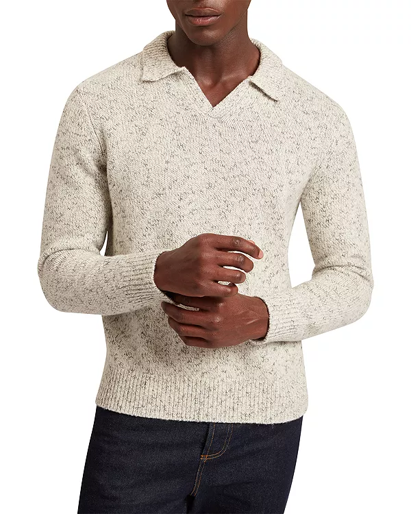 

Свободный свитер-поло Berreto с открытым воротником и перекрученным низом Ted Baker, серый