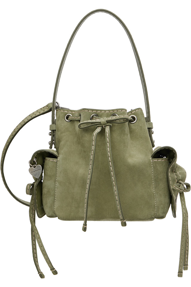 

Acne Studios Зеленая мини-сумка-ведро с множеством карманов