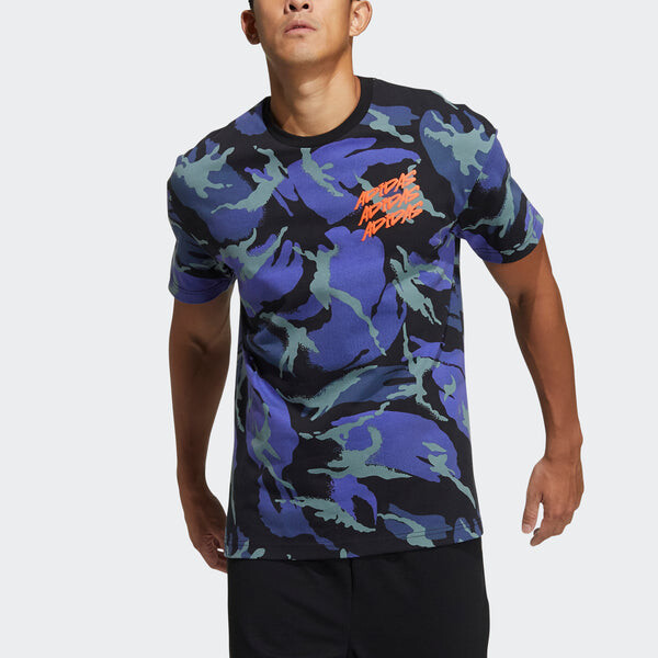 Футболка ub gfx t aop спортивные камуфляжные с коротким рукавом Adidas, синий — фото 3