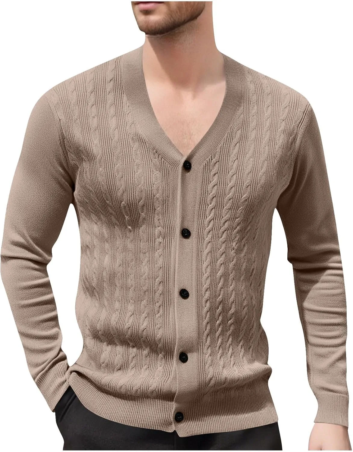 

Мужской кардиган V-образного выреза с длинными рукавами Floleo