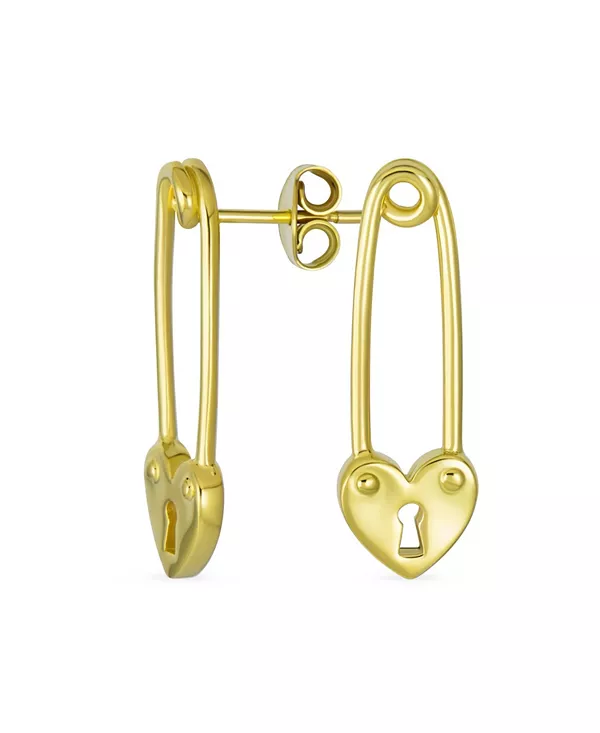

Серьги-Подвески в форме сердца с замком любви, позолоченные, стерлинговое серебро Bling Jewelry, gold-tone