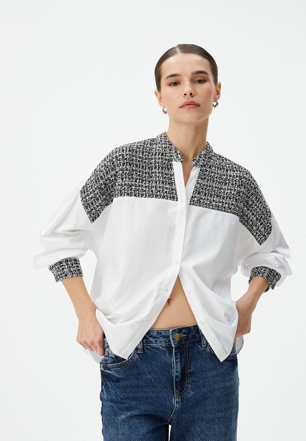 

Блузка на пуговицах COLLAR DETAIL LONG SLEEVE Koton, белый