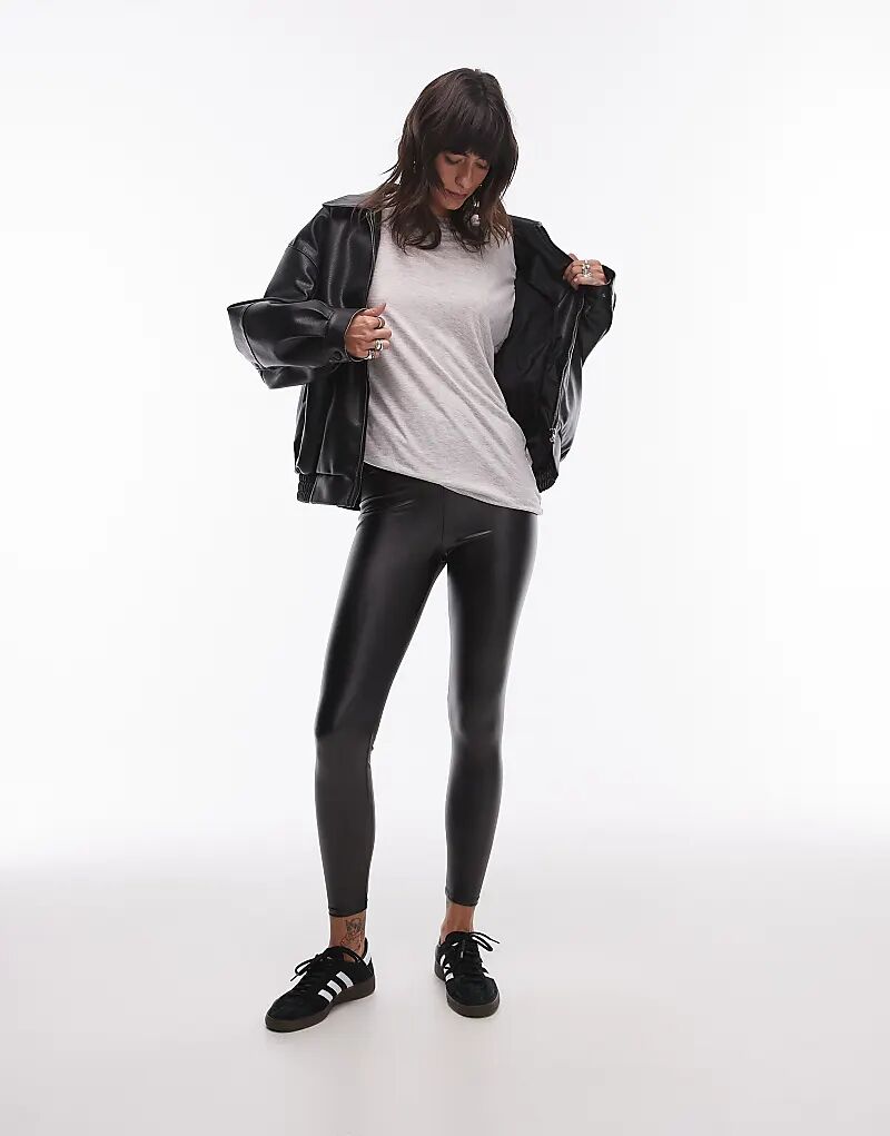 

Леггинсы из искусственной кожи черного цвета Topshop
