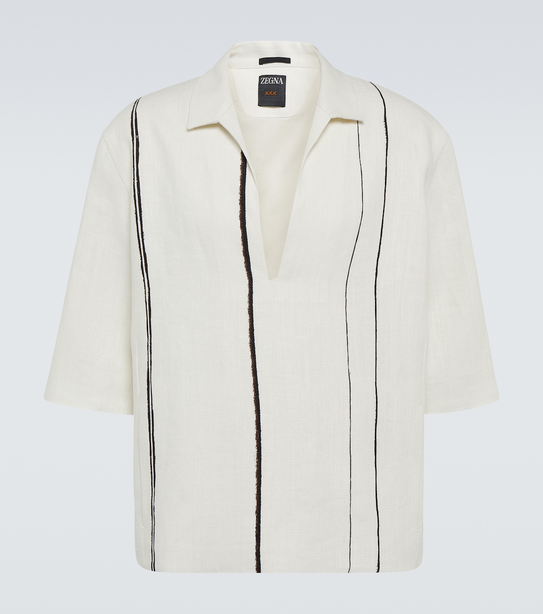 

Полосатая льняная рубашка оверсайз Zegna, белый