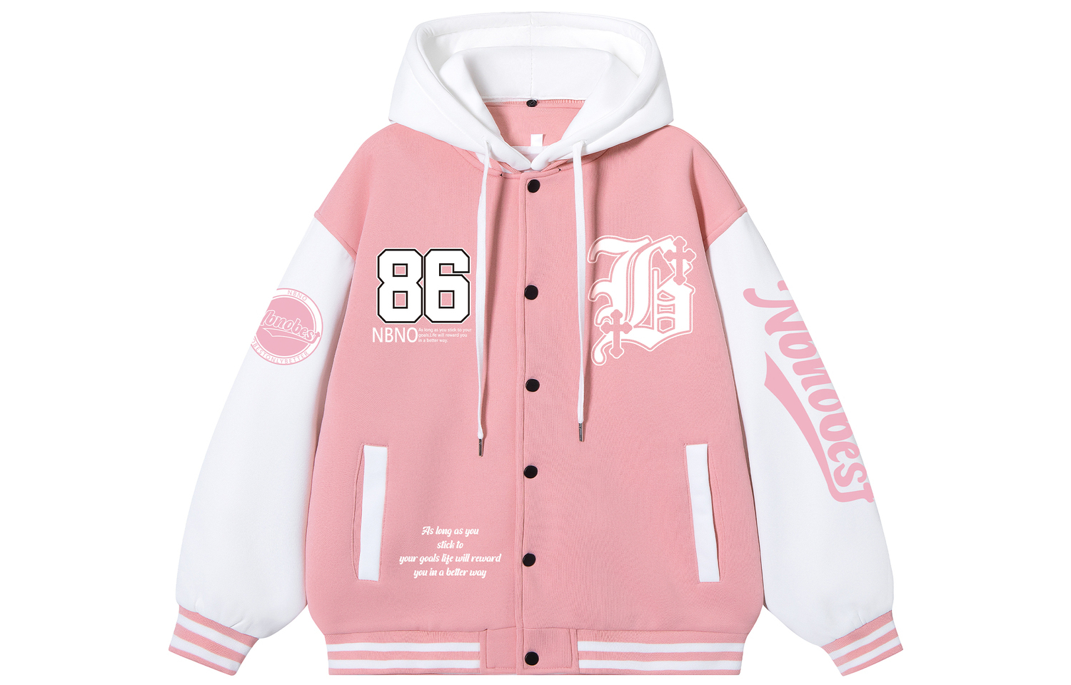 

NBNO Бейсбольная майка унисекс, Pink Hooded Upgraded-G85
