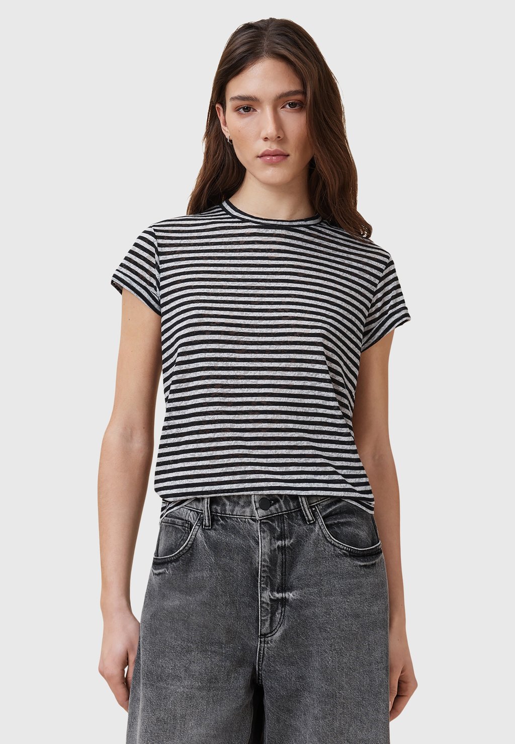 

Футболка с принтом ANNA STRIPE AllSaints, черный