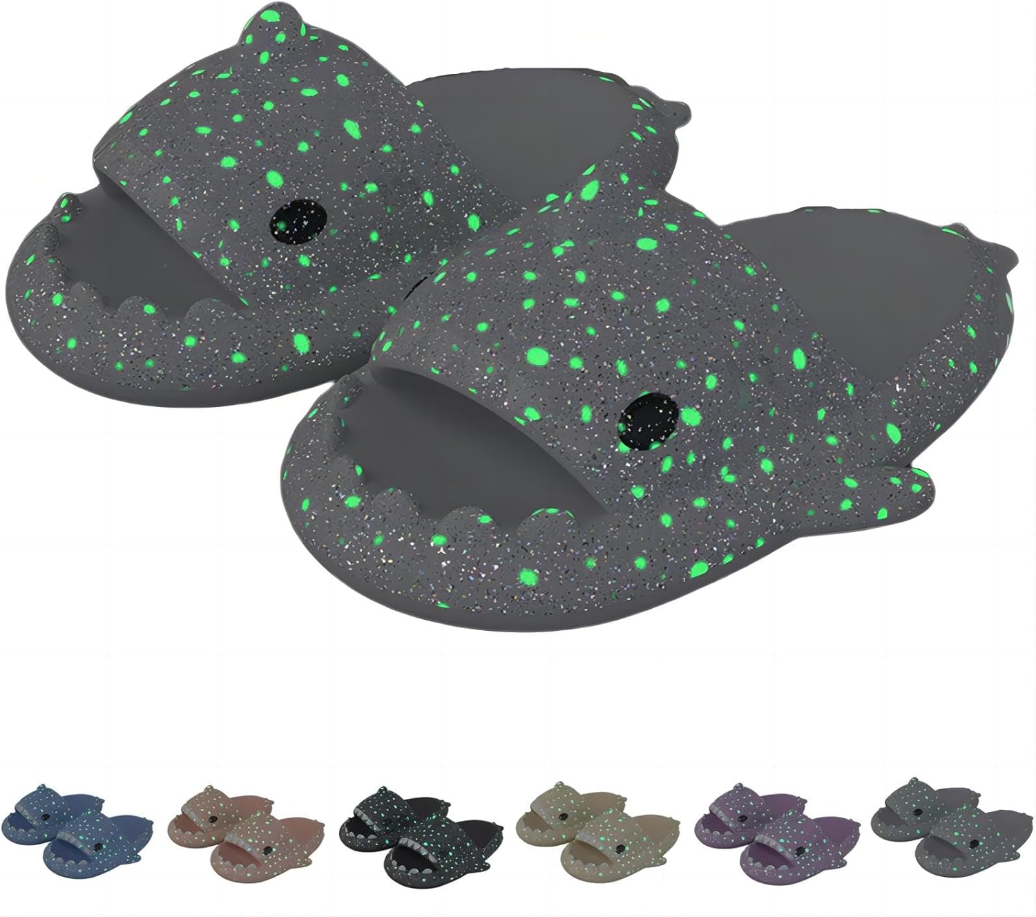 

Тапочки «Галактическая Акула», светящиеся тапочки с акулой, светящиеся в темноте с толстой подошвой, противоскользящие открытые тапочки-акула Generic