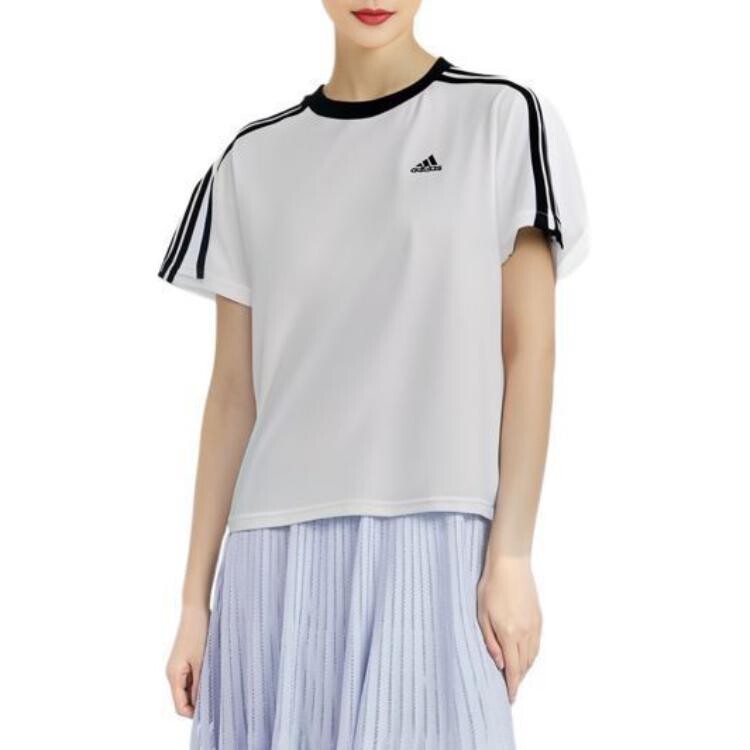 Женская футболка Essentials с тремя полосками, белая Adidas — фото 4