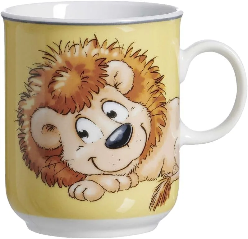 Детская кружка Ritzenhoff & Breker Happy Zoo Lion 270 мл с ручкой и животным принтом, фарфор, желтая