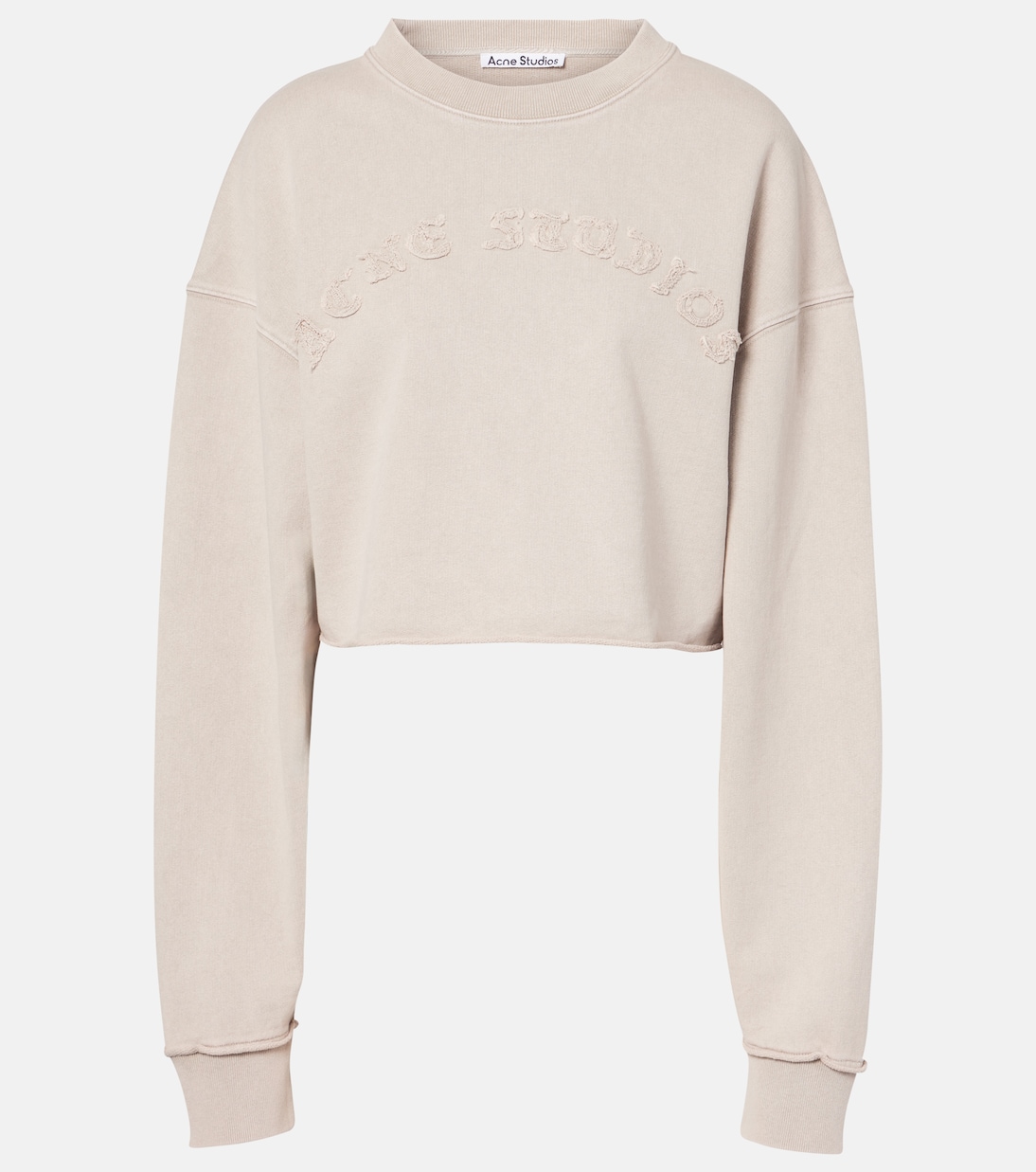 

Укороченная толстовка из хлопкового джерси с логотипом Acne Studios, Mauve Grey