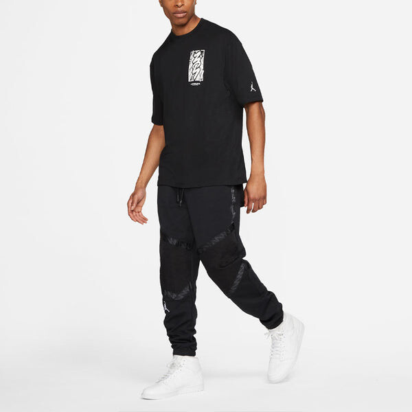 Футболка men's jordan dri-fit zion basketball sports printing knit round neck short sleeve black t-shirt Nike, черный — фото 3