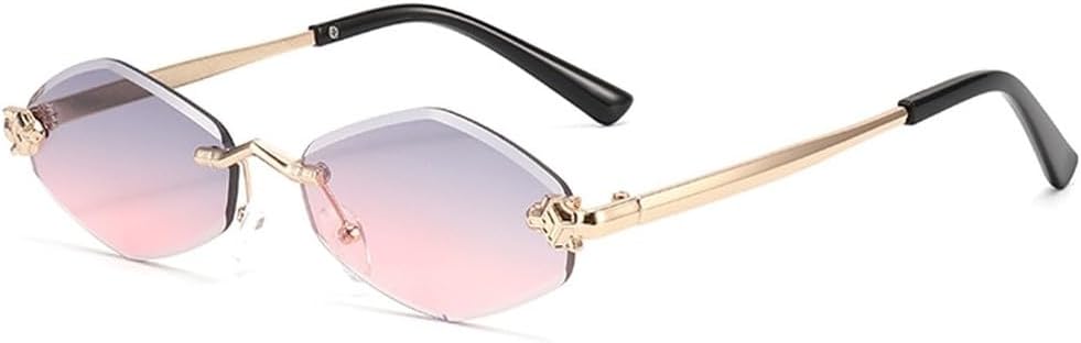 

Женские солнцезащитные очки ромбовидной формы, без оправы, с защитой от УФ-излучения, модные солнцезащитные очки для вождения и путешествий, мужские солнцезащитные очки HYYZZC, Gray Pink