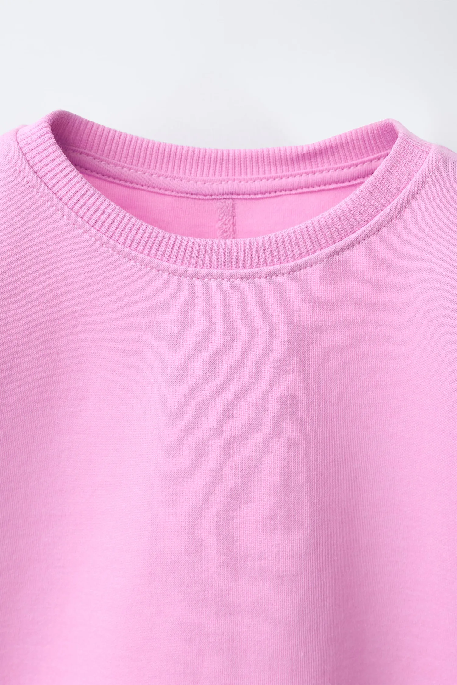 Однотонная футболка из трикотажа Zara, розовый/сиреневый — фото 3