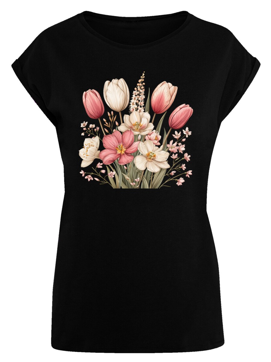 

Рубашка F4NT4STIC Rosa Weißer Frühlingsblumenstrauß, черный