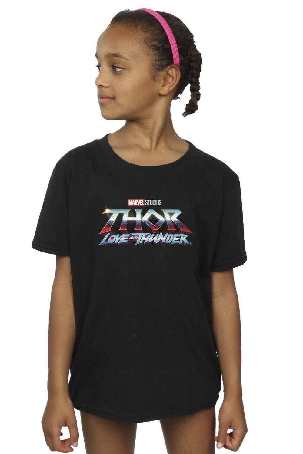 

Хлопковая футболка с логотипом Thor Love And Thunder Marvel, черный