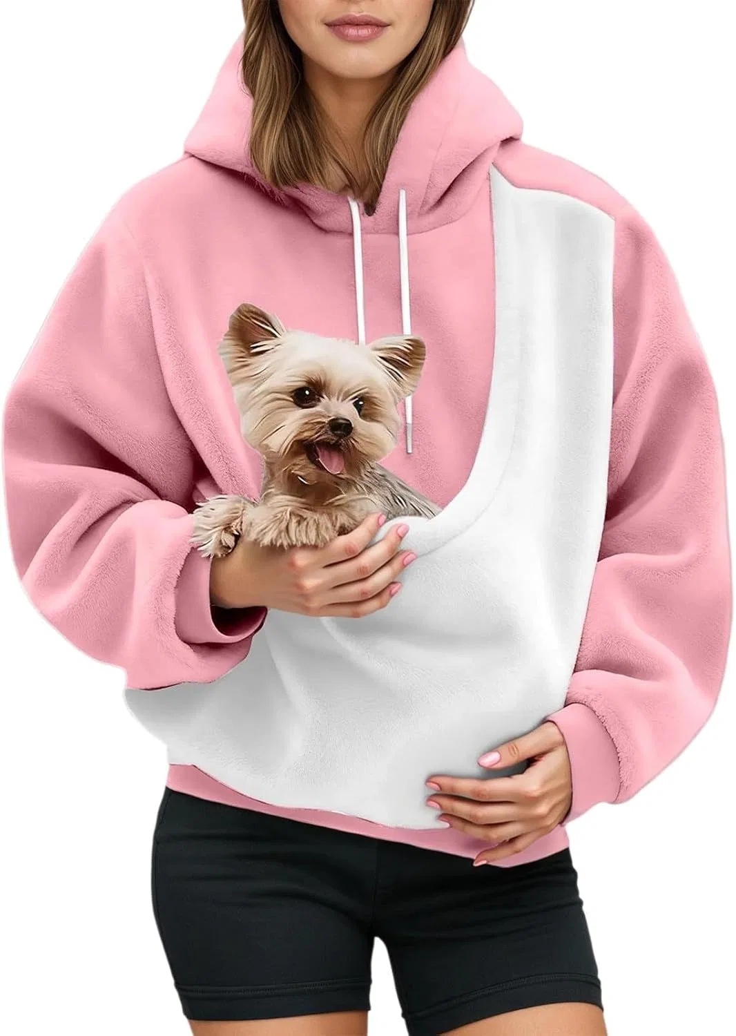 Толстовка с карманом-переноской для собак и кошек, C06 Pink