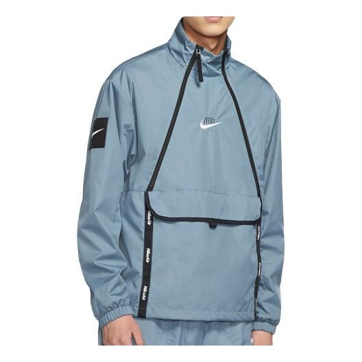 

Куртка Nike Air Woven Reflective logo Printing Casual Sports Stand Collar Jacket Blue, синий