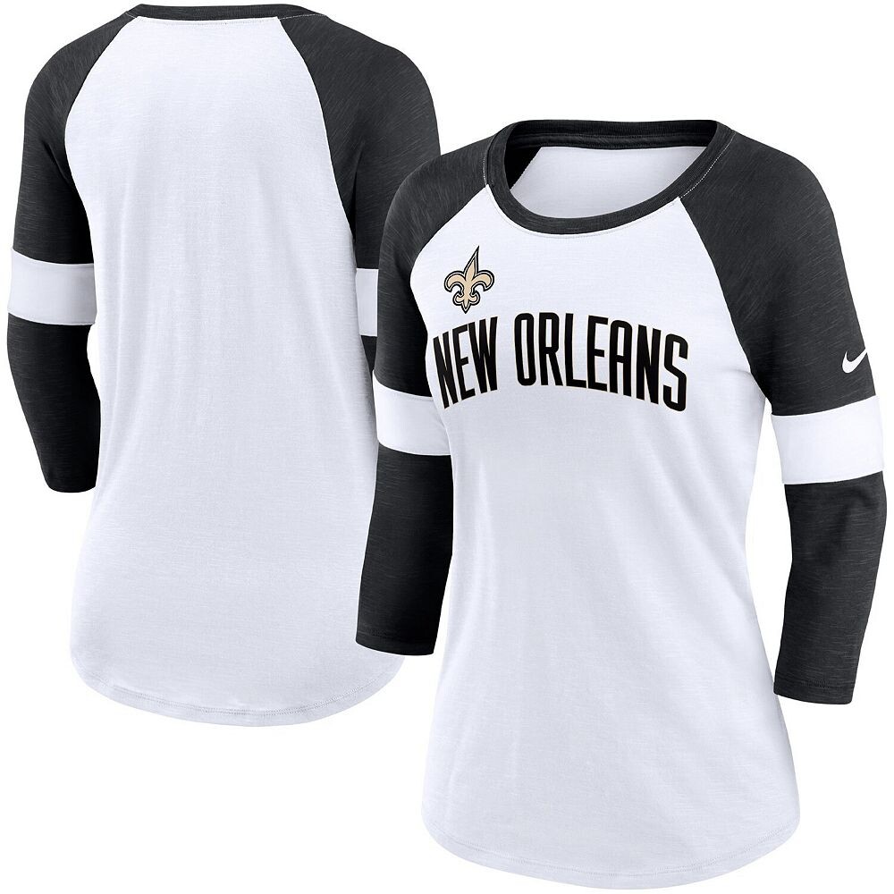 

Женская футболка Nike New Orleans Saints белого/черного цвета Football Pride Slub с рукавами реглан 3/4, цвет Snt White