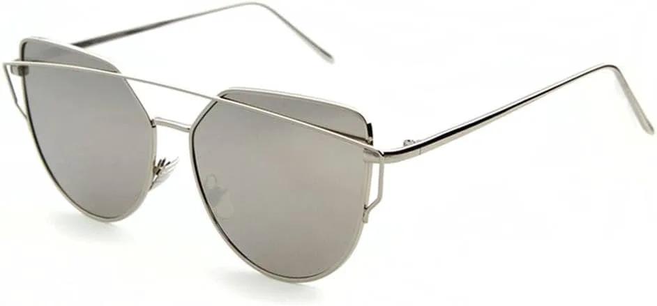 

Модные солнцезащитные очки «кошачий глаз» для женщин, зеркальные солнцезащитные очки в винтажном стиле, розовое золото, женские очки KTUCN, C02 Silver Silver