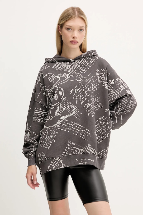 

Хлопковая толстовка LETTERS MICKEY Desigual, серый