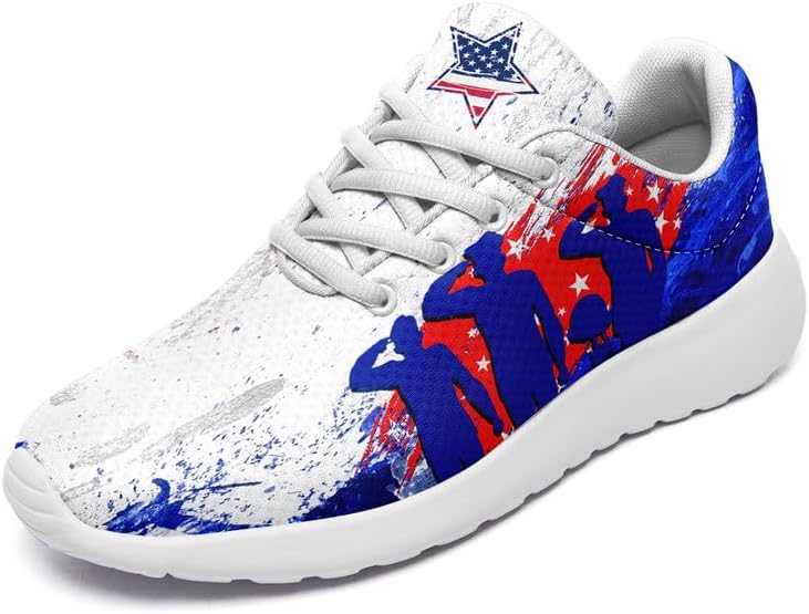 

Кроссовки для бега с американской тематикой для мужчин и женщин, стиль США, флаг США, звезды, легкие, комфортные, с амортизацией, для ходьбы Awsole, белый
