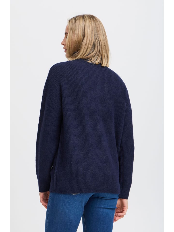 

PULZ Jeans Пуловер PZASTRA с высоким воротником на молнии, свободного кроя, цвет темно-сапфировый меланж