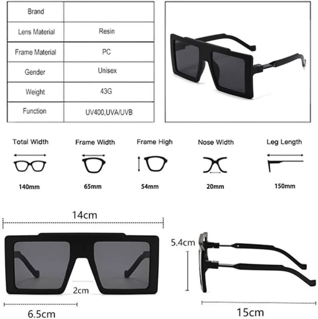 

Модные солнцезащитные очки большого размера для женщин, защита от УФ-излучения UV400, прозрачная градиентная оправа для мужчин TKKTLLT, Grey Orange Clear