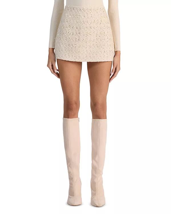 

Микро-Мини юбка из твида Rubi Alice And Olivia, бежевый