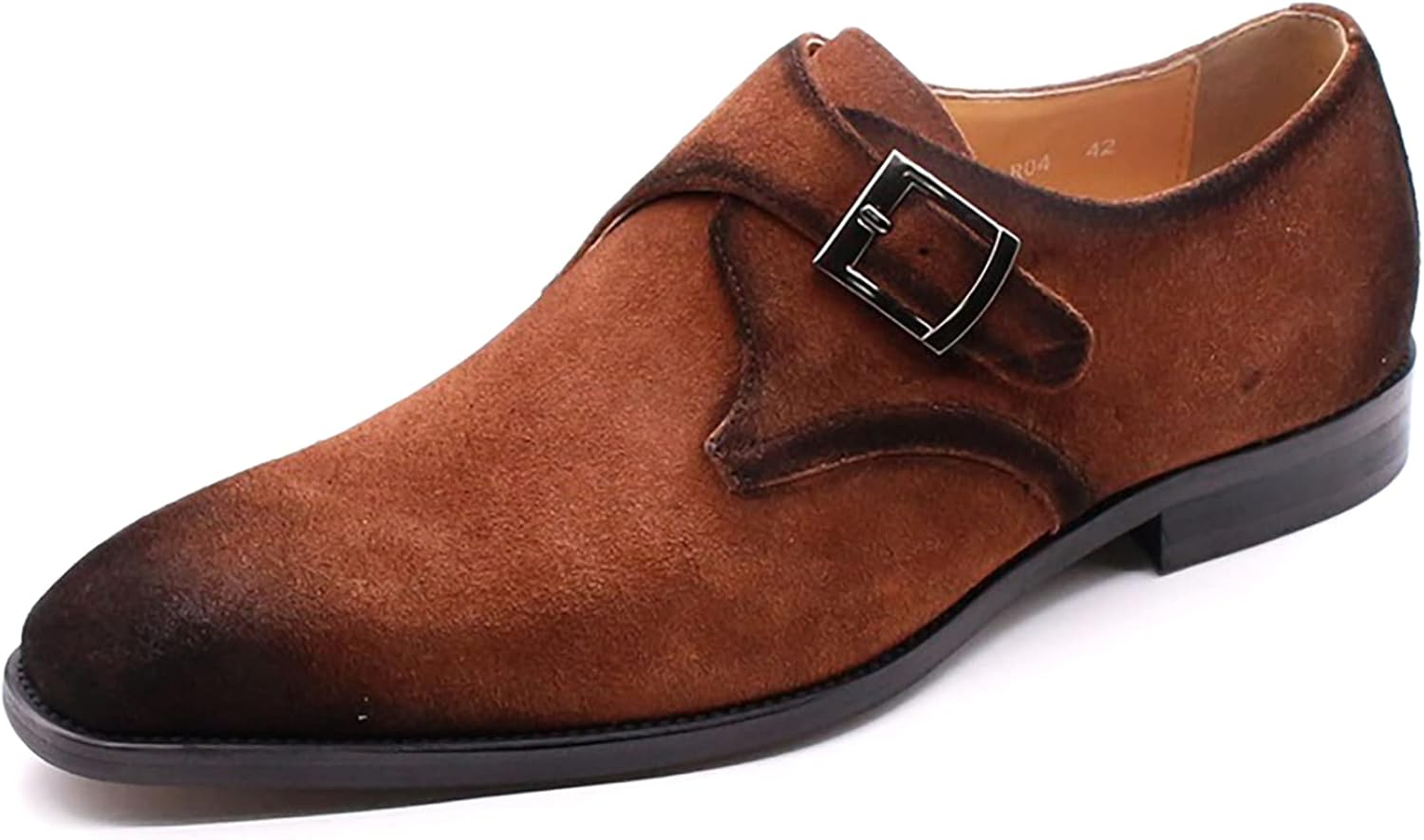 

Мужские туфли-монки из натуральной кожи, черные, деловые повседневные, классические винтажные коричневые лоферы ручной работы, черные-42 Generic