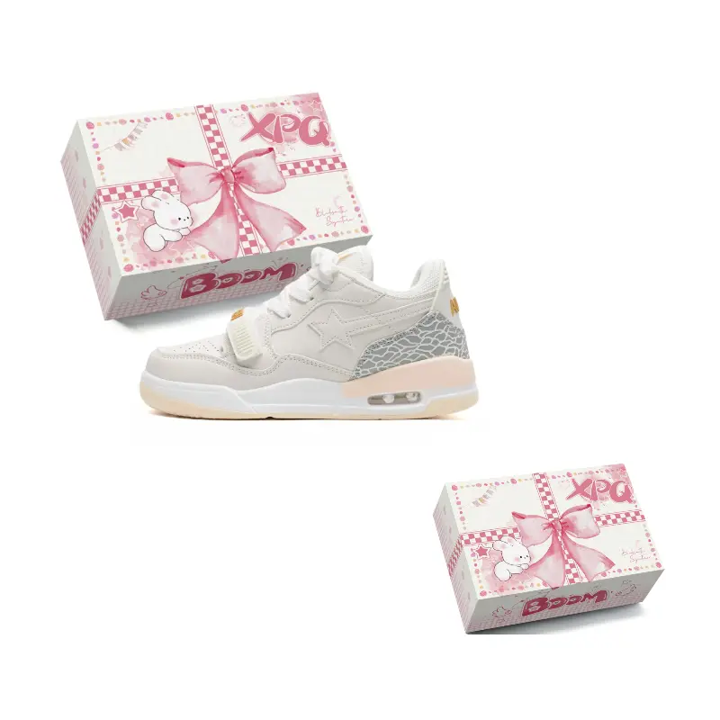 

XPQ Устойчивые к истиранию низкие скейтерские кроссовки унисекс бело-розовые, цвет White Pink