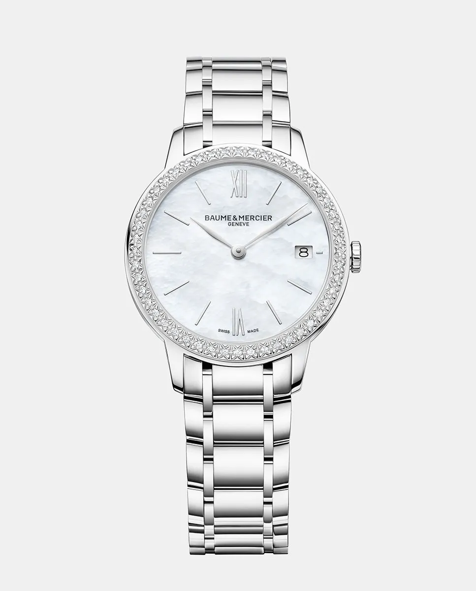 

Женские часы Classima M0A10478 из стали с бриллиантами Baume & Mercier, серебряный