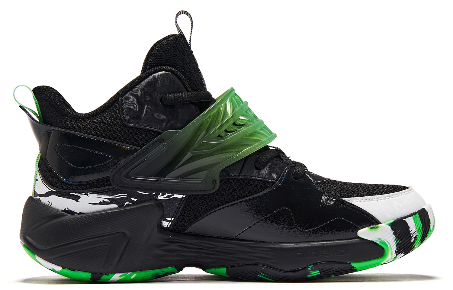 Детские баскетбольные кроссовки GS Mid-top черные/зеленые Qiaodan — фото 2