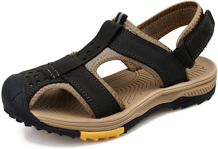 

Сандалии для походов Asifn для мужчин, летние, для улицы и пляжа, легкие, с закрытым носком, водонепроницаемые, противоскользящие для водного спорта, черный