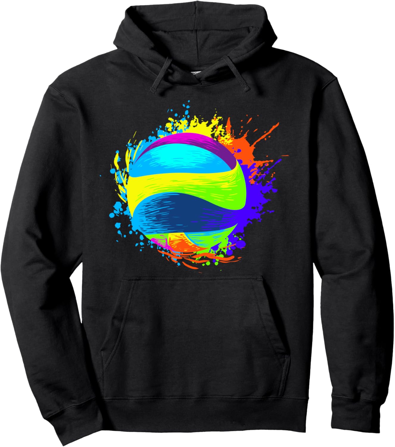 

Толстовка Splash Art Volleyball Gift Funny Volleyball Lover Hoodie Colorful Beach Volleyball Gift Ideas, черный