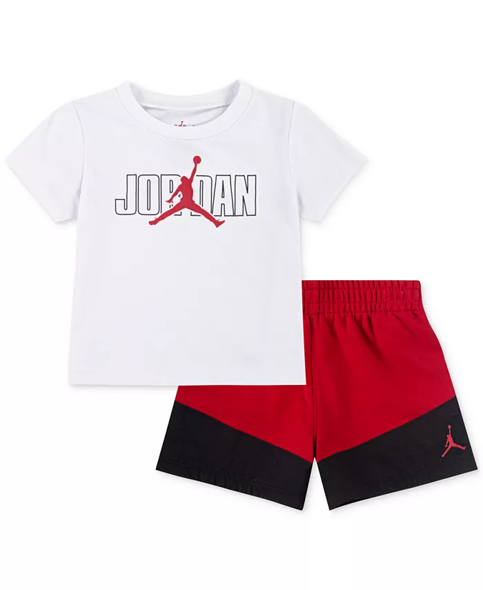

Детский комплект из футболки и шорт Baby Stacked Mixed, 2 предмета Jordan, красный