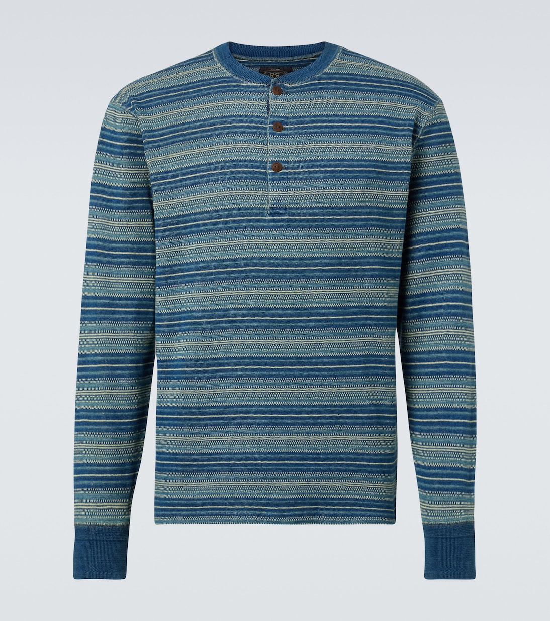 

Хлопковая рубашка с жаккардовым узором Henley RRL, Indigo Multi