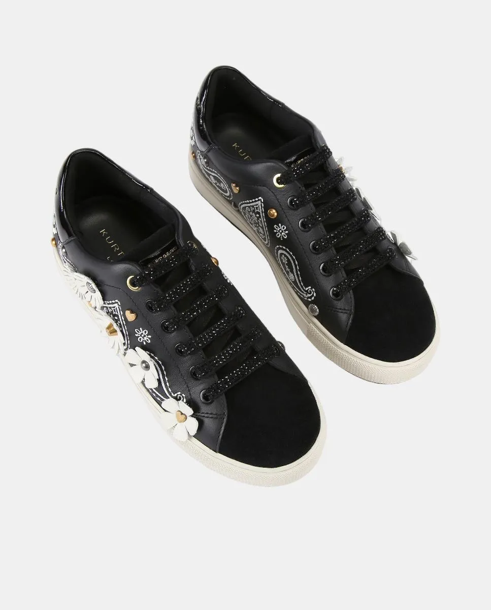 Женские кожаные кеды Laney Flower с украшением Kurt Geiger, черный — фото 2