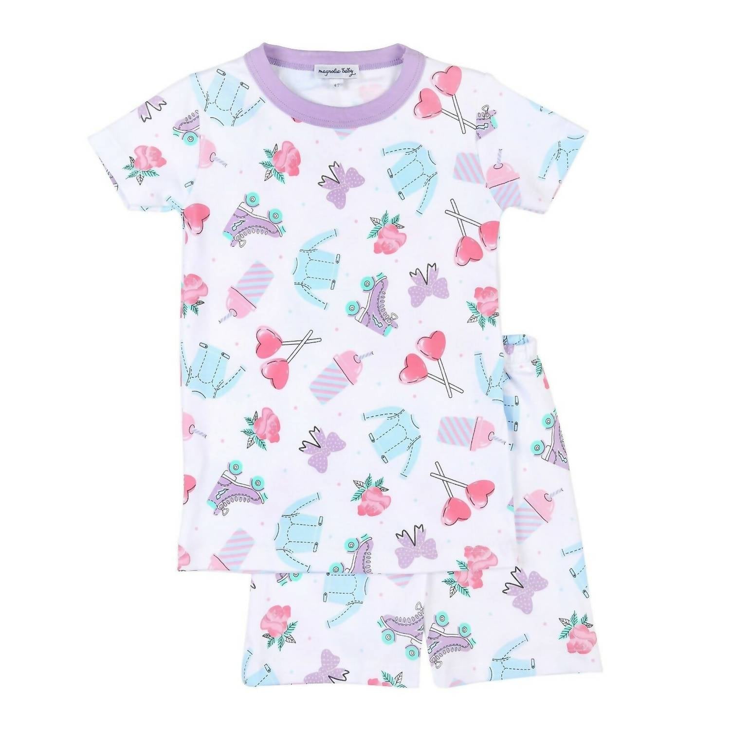 

Magnolia Baby Короткая пижама для девочек, катающихся на коньках, бело-сиреневого цвета