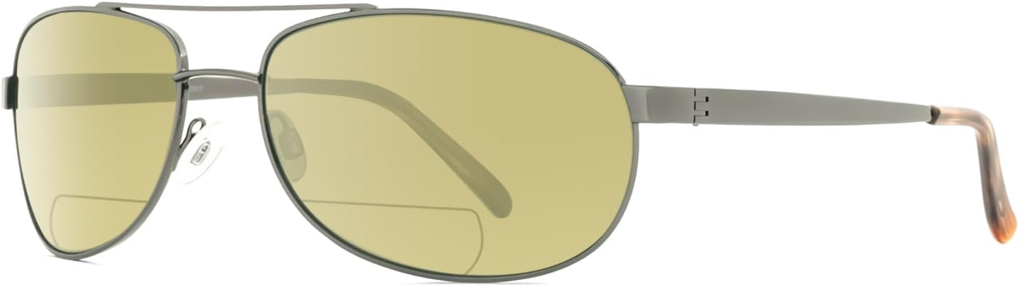 

Солнцезащитные очки Highlands Pilot Metal Polarized BiFocal для мужчин и женщин, модные, стильные, современные, спортивные Reptile, Dark Gun Metal Silver/Sunflower Yellow