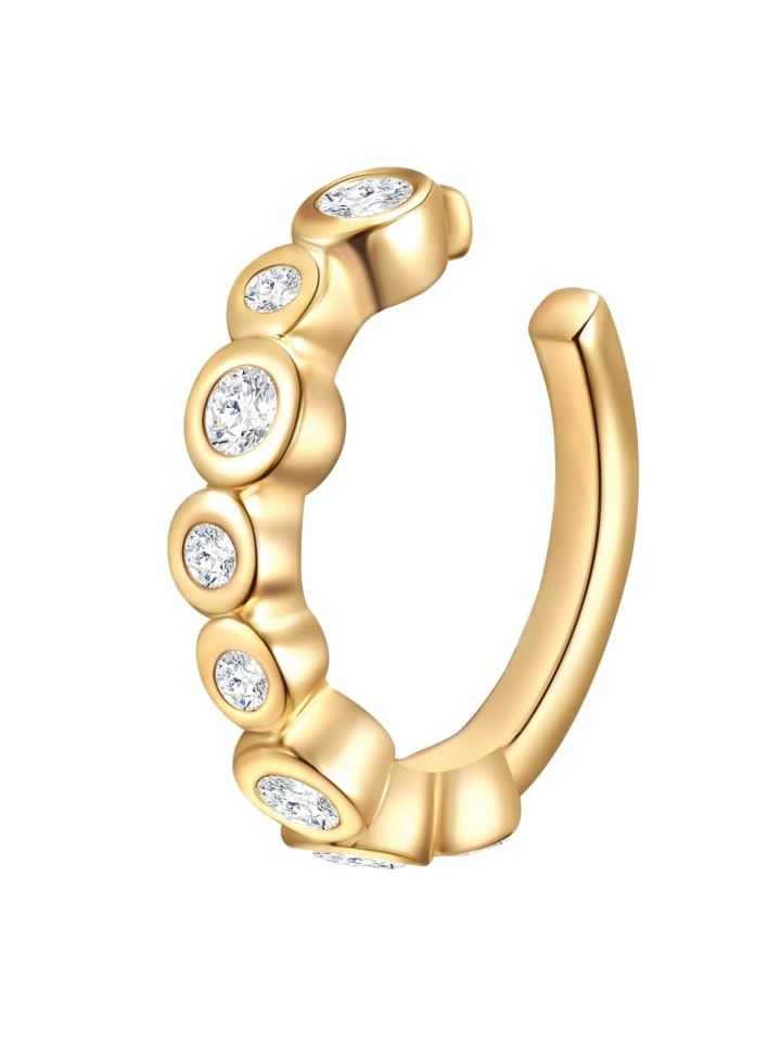 

Lulu & Jane Серьга-кафф из металлического сплава, украшенная кристаллами Swarovski в оправе из желтого золота