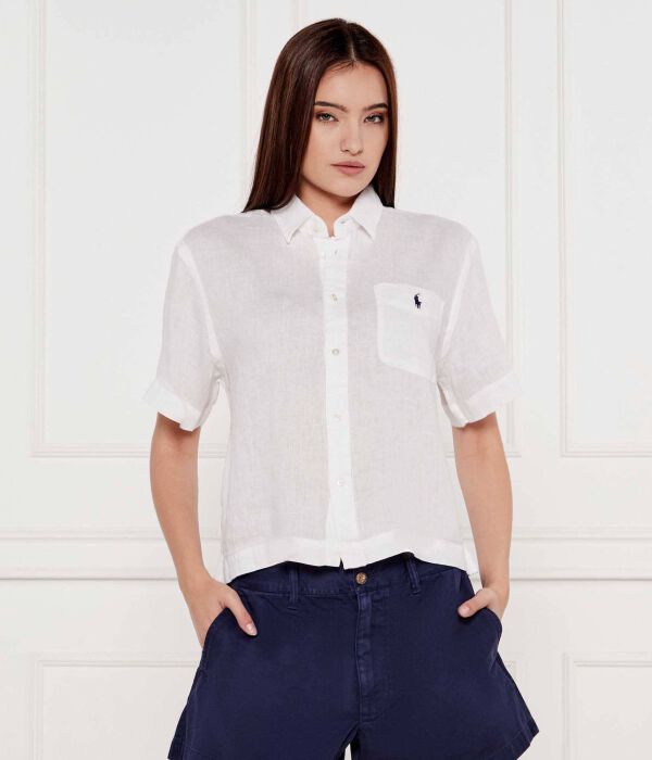 

Льняная рубашка Sayna Cropped fit Polo Ralph Lauren, белый