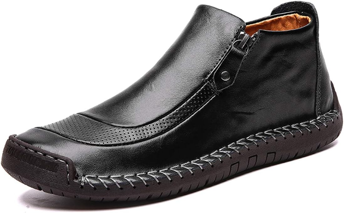 

Мужские кожаные лоферы ChicWind с ручной строчкой и молнией спереди, легкие мокасины, черный