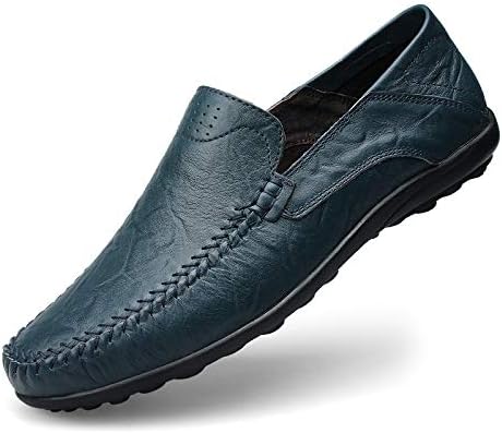 

Мужские лоферы из натуральной кожи, мокасины без шнурков, мягкие дышащие летние повседневные туфли с отделкой под пенни Generic, синий