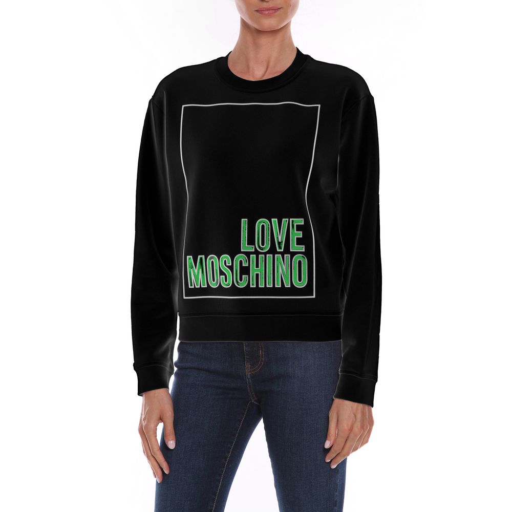 

Черный хлопковый женский свитер LOVE MOSCHINO