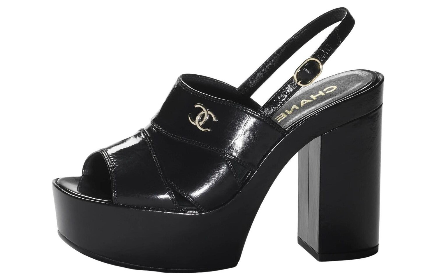 Боссоножки женские Chanel на платформе, черный