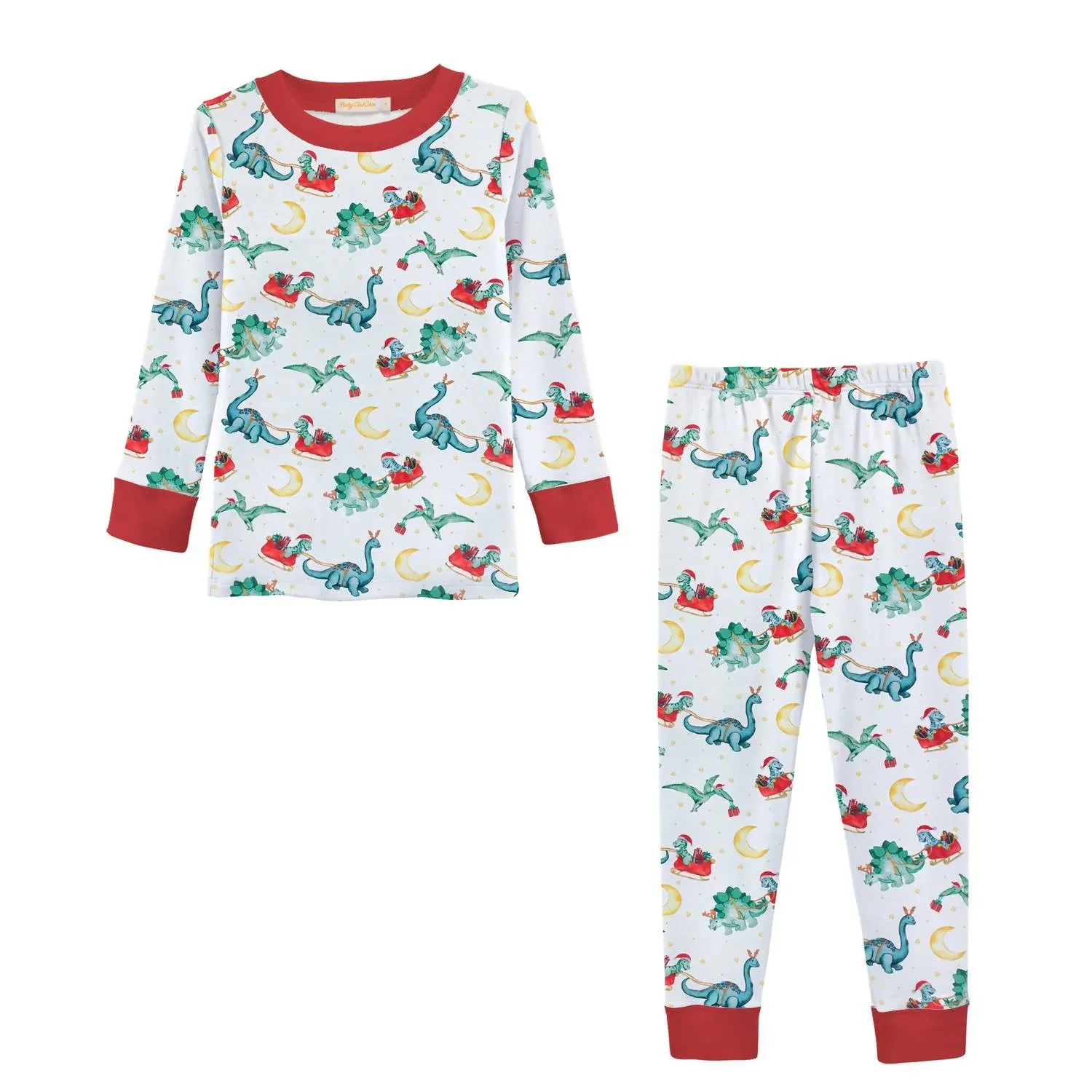 Детский пижамный комплект с принтом «Динозавры» для мальчика, белый Baby Club Chic