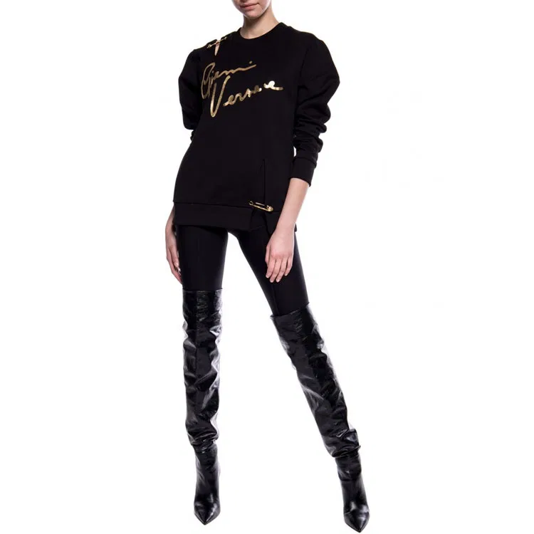 Свитшот женский black с круглым вырезом, средней посадки VERSACE — фото 3