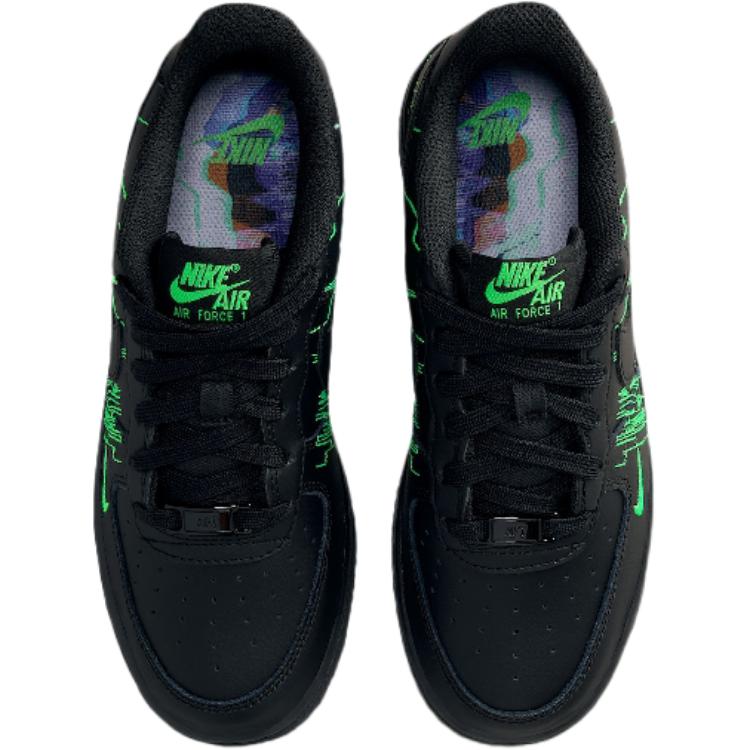 Nike Кроссовки Air Force 1 Cushioning And Breathable Low top Kids' Skateboarding Shoes Black/Green Teenagers — фото 4